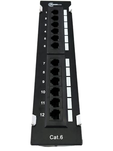 Image of FIBAsource 12 port Cat6 Patch Panel 10G Support, Network Patch Panel UTP 10 inch, Wallmount 1U Ethernet Patch Panel Punch Down Block for Cat6, Cat5e, Cat5 Cabling (12 Port)
