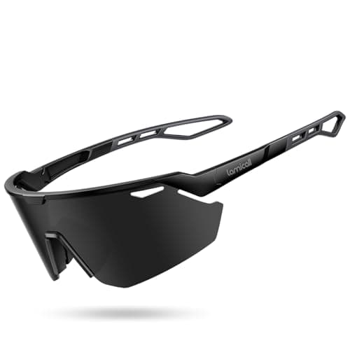 Image of Lamicall Polarized Sports Sunglasses for Men Women - [24g Ultra-Light] 100% UV400 Protection Cycling Glasses for Running Driving Hiking with TR90 Frame, Adjustable Nose Pad & Bendable Temples - Black