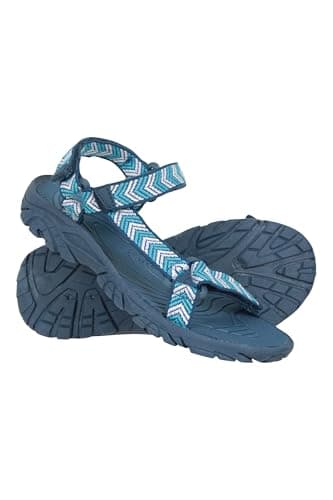 Image of Mountain Warehouse Tide Kids Sandals - Neoprene Lined, 100% Rubber Outsole Childrens Shoes, Hook & Loop Fitting Beach Shoes - Spring Summer Walking, Travelling Blue Junior Shoe Size 3