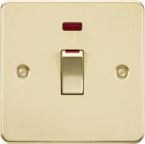 Image of Knightsbridge 45A DP Switch with Neon (1G size) - Brushed Brass
