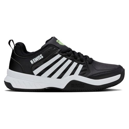 Image of K-Swiss Men's Court Express 2 Clay Tennis Shoe, Black/White/Soft Neon Green, 9.5 UK