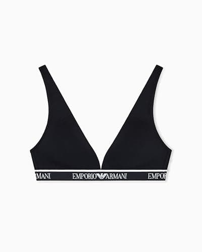 Image of Emporio Armani Woman's Iconic Logoband Padded Triangle Bra Black XL