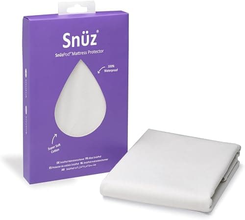 Image of Snüz Crib Waterproof Mattress Protector, Super Soft Brushed Cotton, Machine Washable 40 x 75.5cm