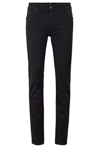 Image of BOSS Mens Delaware3 Slim-fit Jeans in deep-Black Italian Stretch Denim