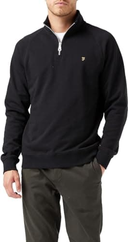 Image of Farah Men's Jim 1/4 Zip Sweatshirt, Black