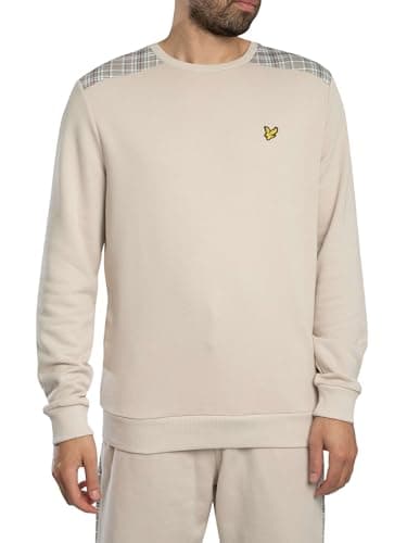 Image of Lyle & Scott Men's Check Panelled Sweatshirt, Cove, M