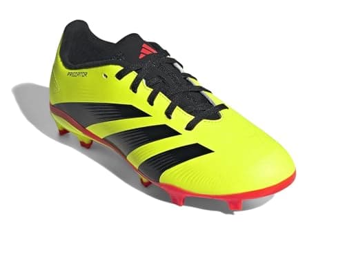 Image of adidas Unisex-Child League Predator 24 Firm Ground Sneaker, Team Solar Yellow/Black/Solar Red, 1 Big Kid
