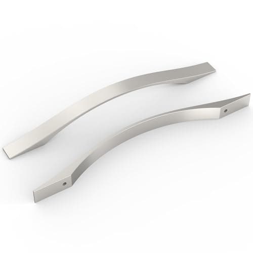 Image of FURNIWARE Pack of 10 Brushed Nickel D-Shape Drawer Pulls, Kitchen Cabinet Handles 192mm(7.6 Inch) Hole Center, Modern Hardware Door Handles for Bathroom Cabinets Cupboard