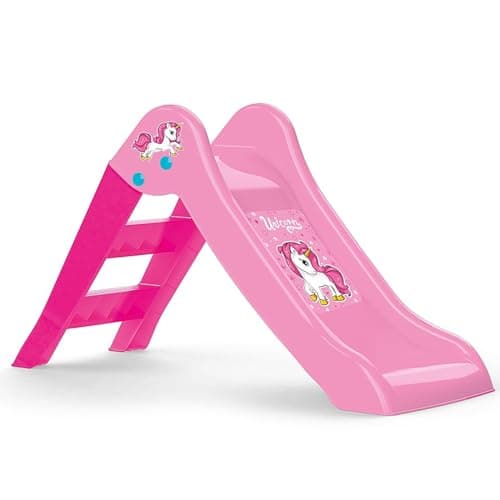 Image of Dolu My First Unicorn Medium Garden Slide for Children From 2 Years Kids Pink Foldable Slope for Indoor or Outdoor Use Unicorn Toddler Slide Baby Slide Playground Equipment Kids Slides Outdoor