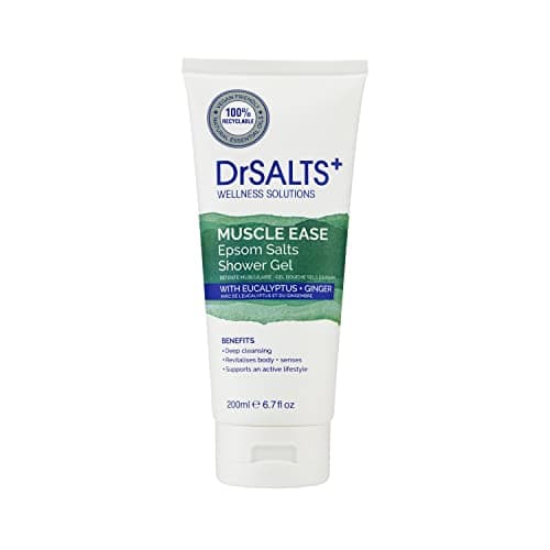 Image of DrSALTS+ Muscle Ease Shower Gel - Soothing Epsom Salts to Relieve Strains, Pain & Stiffness with Eucalyptus & Ginger Essential Oils - Vegan & Cruelty-Free, 200ml