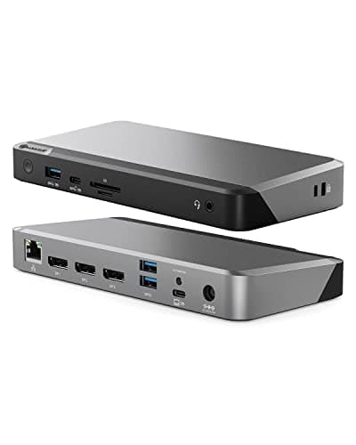 Image of ALOGIC MX3 4K Triple Display 11-in-1 Docking Station with 100W Laptop Charging for windows, 3x DisplayPort, 3x USB-A, USB-C, 3.5mm TRRS Audio/Microphone Jack, RJ45 Ethernet, SD & Micro SD Card Reader