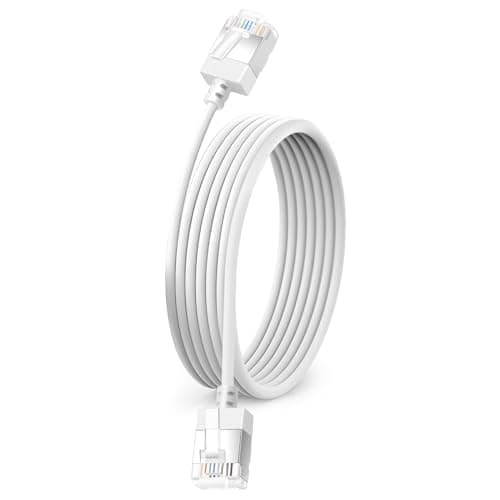 Image of Dutevolns Ultra Slim Cat 6 Ethernet Cable 1M, Flexible Rj45 Cat 6a LAN Cord, 10Gbps 550MHz Cat6 Network Cable for Pc, Router, Windows (White)