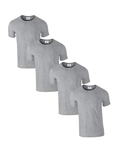 Image of Pack of 4 Premium Crew Neck T-Shirt Plain Regular Fit Short Sleeve 100% Cotton 180gsm XL Grey
