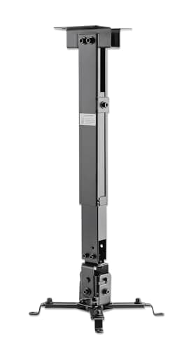 Image of Manhattan Projector Mount, Ceiling or Wall, Tilt & Swivel, Height Range: 43-65cm, Max 20kg, Black, Lifetime Warranty