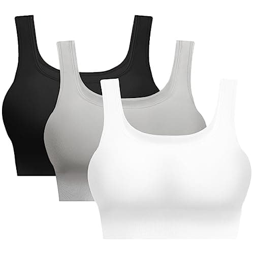 Image of SIMIYA Sports Bra Women Seamless Crop Bra Top Comfort Bra with Removable Pads - Perfect for Everyday Wear(02style-Black+White+Grey,XXL)