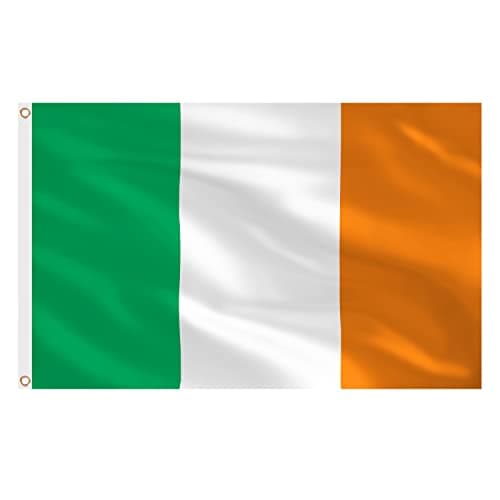 Image of AhfuLife Irish Flags 5ft x 3ft for St. Patrick's Day Party Decorations, 4pcs Large Ireland Flags - Double Side with Brass Eyelets for Six Nations Rugby Euro World Cup Football Party Decoration