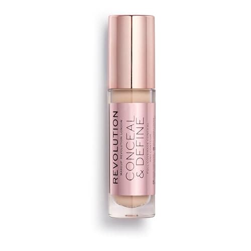 Image of Makeup Revolution Conceal & Define Concealer, Lightweight, Longlasting, Full Coverage Face Makeup, C3, 4g