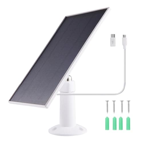 Image of 8W Solar Panel Charger for Outdoor Security Cameras, with Micro USB & USB C Port, for Ring, for Reolink Camera, 9.8ft Cable, 360° Adjustable (White)