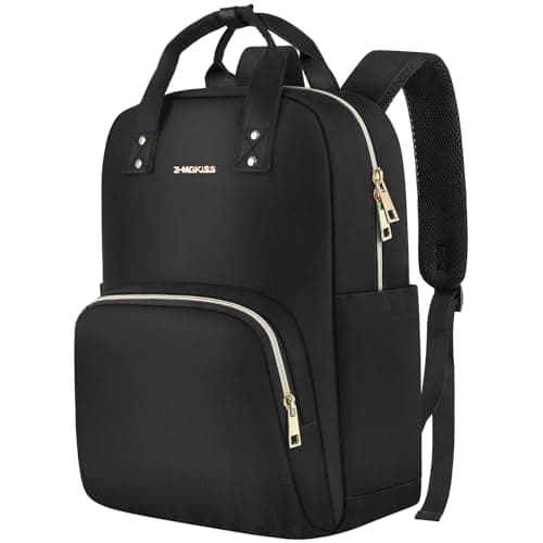 Image of Z-MGKISS Laptop Backpack Women, 15.6 Inch Casual Daypack, Lightweight Stylish Rucksack for Travel Business College, Gifts for Ladies Teacher Nurse, Black