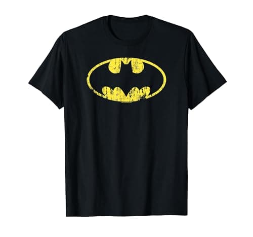 Image of Batman Classic Logo Distressed T-Shirt, Men, Black, X-Large