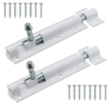 Image of TERF® Heavy Duty Tower Door Bolt Barrel Slide Lock Bolt White 100mm [4''] Door Latch with Screws Ideal for Internal External Strong Doors Locks for Garage Shed Garden Gate and Multi Use - Pack of 2