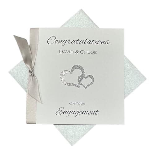 Image of Engagement Card Greeting Card, Personalised Gift for Couple Friends Son Daughter Congratulations - Various Designs (Double Heart)