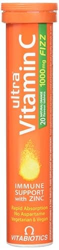 Image of Vitabiotics Ultra Vitamin C Effervescent, Dissolvable with Zinc, Orange Flavour, 20 Tablets, Pack of 1