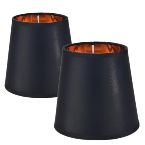 Image of bangminda 2PCS Lamp Shade 6" E14 Fabric Light Shade for Ceiling Lights Candle Lampshades Tapered Drum Light Shades for Table Lamps Pendant Light Chandeliers Wall Lamps 15x14x11cm (Black)