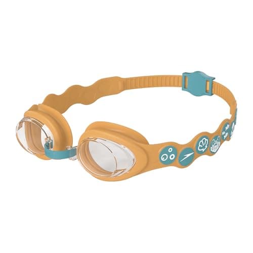 Image of Speedo Unisex-Youth Sea Squad Spot Swimming Goggles | Learn to Swim | Adjustable Strap | Comfort, Aquarium/Aanadi Orange/Clear, One Size