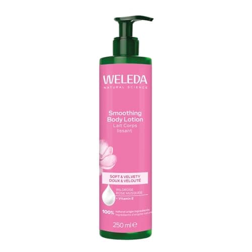 Image of Weleda Smoothing Body Lotion with Wild Rose, Body Moisturiser with Vitamin E, Moisturising Cream For Men & Women, Certified Natural, Vegan, 250ml