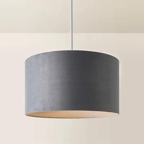 Image of MiniSun | Large Modern Grey Velvet Drum Light Shade | Lamp Shades, Home Décor & Improvement Essential | 45cm Shade Width