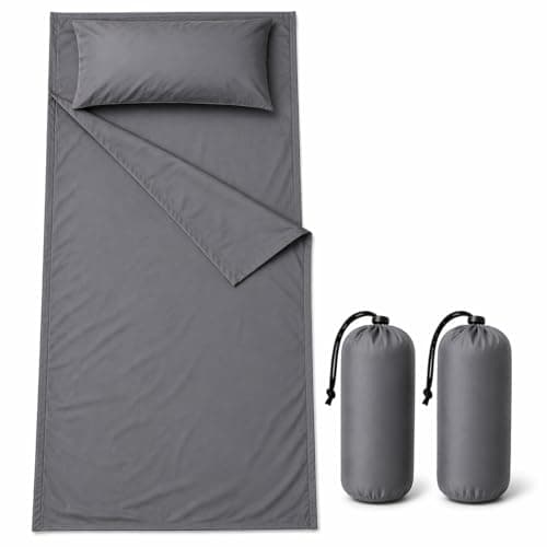 Image of 2 Pack Sleeping Bag Liner Travel Sheet – Lightweight Polyester for Camping, Hostels & Hotels – Single Size Compact & Quick Dry