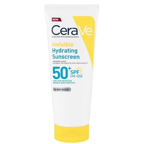 Image of CeraVe Invisible Hydrating Sunscreen SPF 50+, Broad Spectrum UVB UVA Protection, With 3 Essential Ceramides, MVE Technology, Body and Face, For Sensitive Skin, Kids & Adults, Water Resistant, 75ml