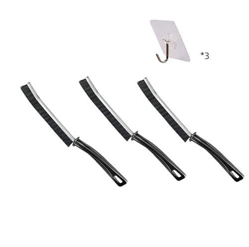 Image of Crevice Cleaning Brush 3 Pcs with 3 Hooks, Multifunctional Brushes For Small Spaces, work for Bathroom Tile Groove Gap/Home Kitchen/Coffee machine ect - Groove Gaps Cleaning Brush - Cleaning Tool