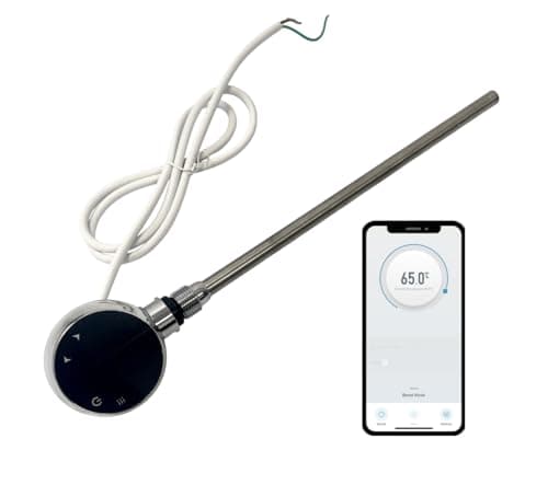Image of Greened House WiFi Electric Smart Heating Element for Towel Rails and Radiators with LED touchscreen Thermostat/Timer Energy Efficient (300w, Chrome)