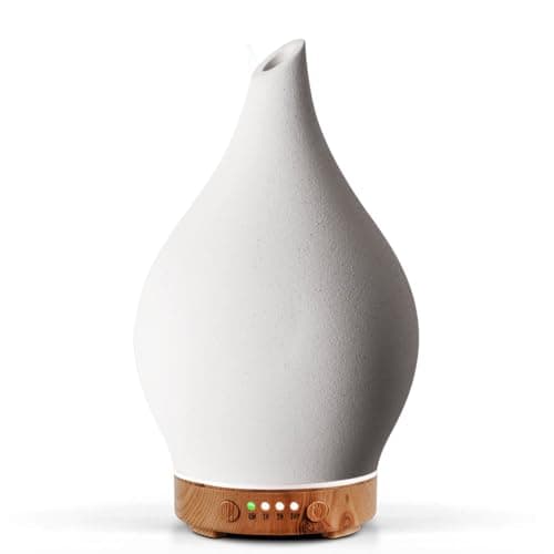 Image of Porseme Oil Diffusers Ceramic 150ml,Handmade Ultrasonic Essential Oil Diffuser,7 Colors Changing Humidifier,Electric Diffuser with Timer, Mist Aromatherapy Diffuser,Air Fresheners for Home(White)
