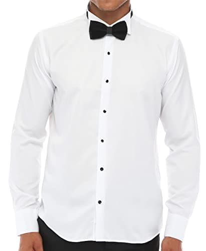 Image of Mens Wing Collar Shirt Tuxedo White Double Cuff Dinner Classic - White XL