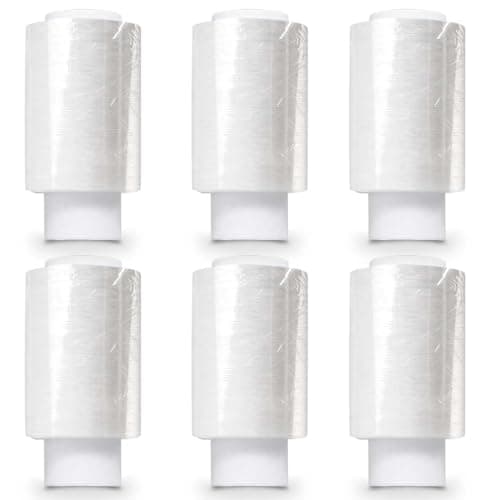 Image of G4GOODS® 6 Rolls Clear Mini Pallet Wrap 100mm x 150m - 17mu (270 Gram) Extended Core Self-Adhering Pallet Stretch Wrapper - Heavy Duty Plastic Wrap for Moving House Furniture Wrapping Film