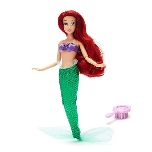 Image of Disney Store Official Ariel Classic Doll for Kids, The Little Mermaid, 29cm/11”, Fully Poseable Disney Princess Doll with Mermaid Tail, Shell Top, Includes Toy Hair Brush - Suitable for Ages 3+
