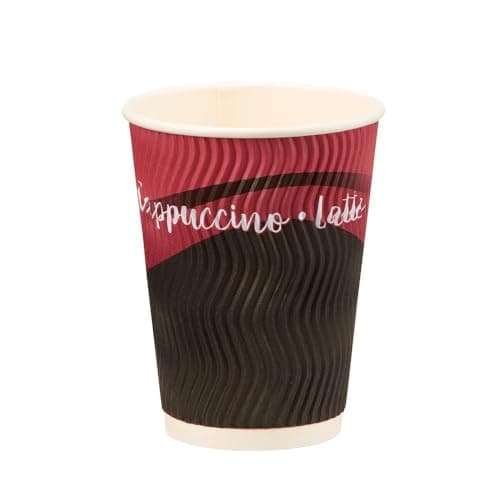 Image of Caterpack 12oz Ripple Cups with Triple Wall Insulation, Disposable Paper Cups for Hot Drinks, Takeaway Coffee and Tea Cups, 25 Pack