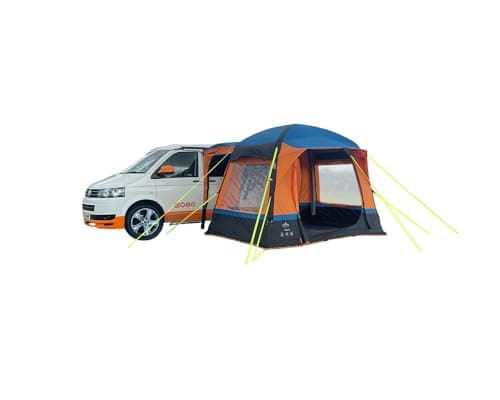 Image of OLPRO Uno Breeze v2 3.3m x 2.2m Inflatable Campervan Awning Orange, RE-PRO Recycled Polyester, 5,000mm H/H, Reinforced TPU Beams, Sewn-in Groundsheet, Peak Canopy, 4mm & 6mm Beading on the Tunnel