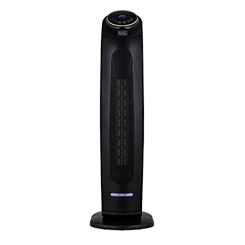 Image of BLACK+DECKER BXSH44005GB Ceramic Tower Fan Heater With 8 Hour Timer And 60° Oscillation, 2.2kW, Black