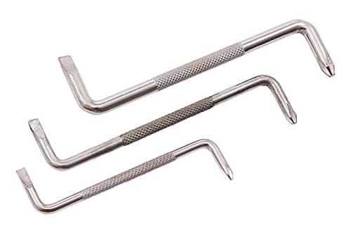 Image of Amtech 3pc Offset Screwdriver Set, Double-Ended Slotted and Phillips Tips, Chrome-Plated Carbon Steel for Tight Access and Control
