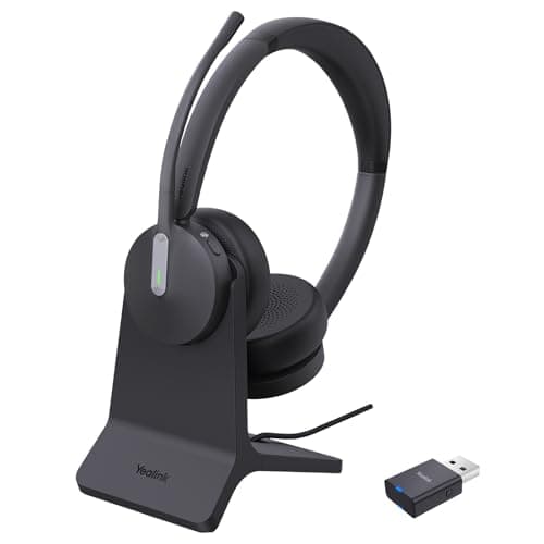 Image of Yealink WH64 Hybrid with Stand DECT& Bluetooth Wireless Headset with Mic for Work, Bluetooth Headphones, 3X Mic, 492ft Range,32H Talk Time, Office Portable Stereo On Ear Headsets for PC Laptop