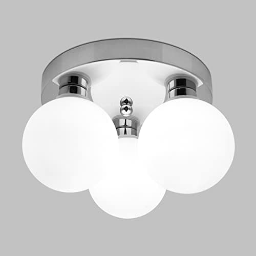 Image of Modern Chrome 3 Way Ceiling Light Round Frosted Globe Lamp Shades H3006 with G9 5w Cool White
