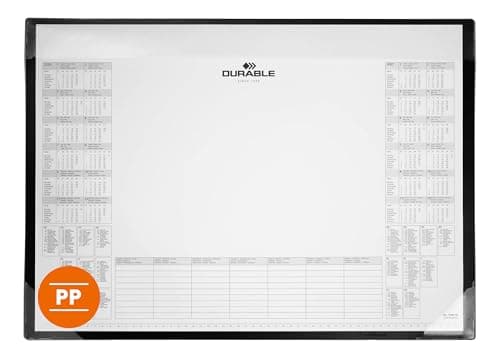 Image of Durable Calendar Desk Mat with Clear Overlay 60 x 43cm - Made from Polypropylene - Includes 25 Sheet Calendar Writing Pad - Grey Desk Pad