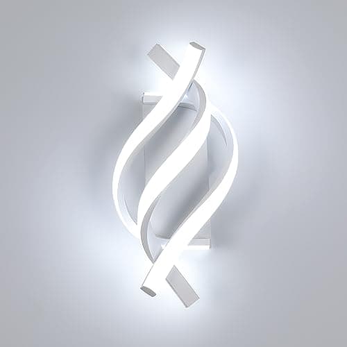 Image of Dorlink Modern LED Wall Light 22W White Spiral Aluminum Modern LED Wall Lamp, 6500K Cool Light Indoor Wall Lighting Fixtures for Bedside, Hallway, Stair, Living Room, Bedroom