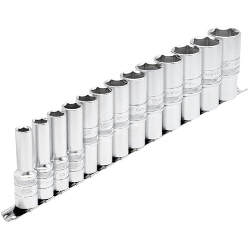 Image of Draper Expert 13 Piece 1/2" Drive Deep Socket Set Imperial on Rail