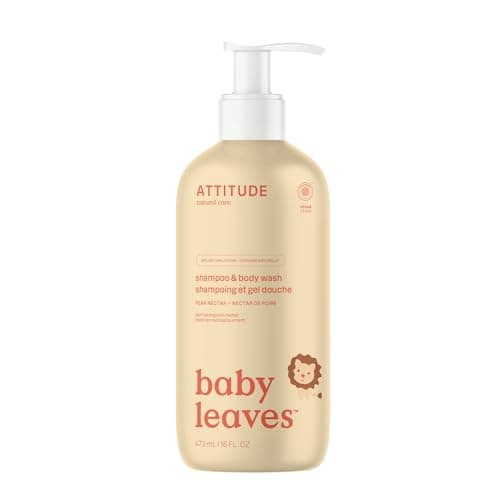 Image of ATTITUDE 2in1 Hair Shampoo and Body Wash for Baby, Plant and Mineral-Based Gentle Formula, EWG Verified, Vegan Baby Products, Pear Nectar, 473 mL