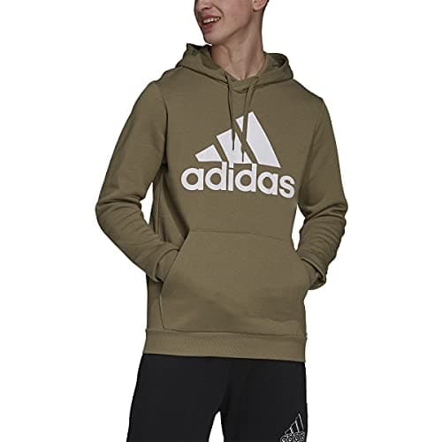 Image of adidas Men's Essentials Fleece Big Logo Hoodie Hooded Sweatshirt, Orbit Green/White, XL